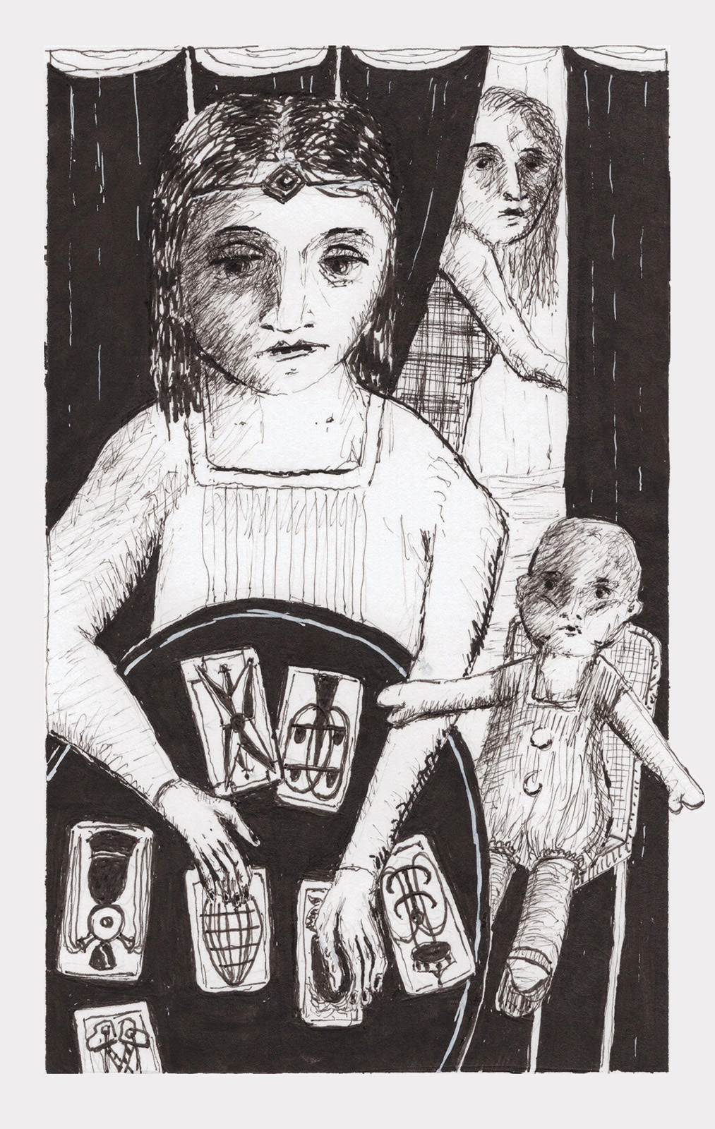 No.0626-C Fortune-Teller, 2026, ink on Bristol, 9 by 12 inches